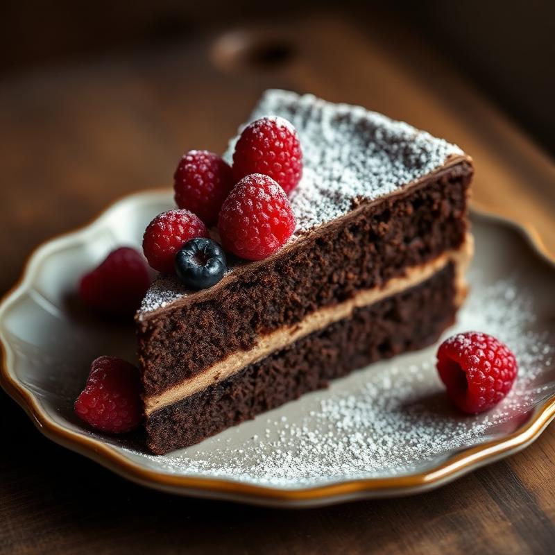 Tarta de chocolate con frutos rojos